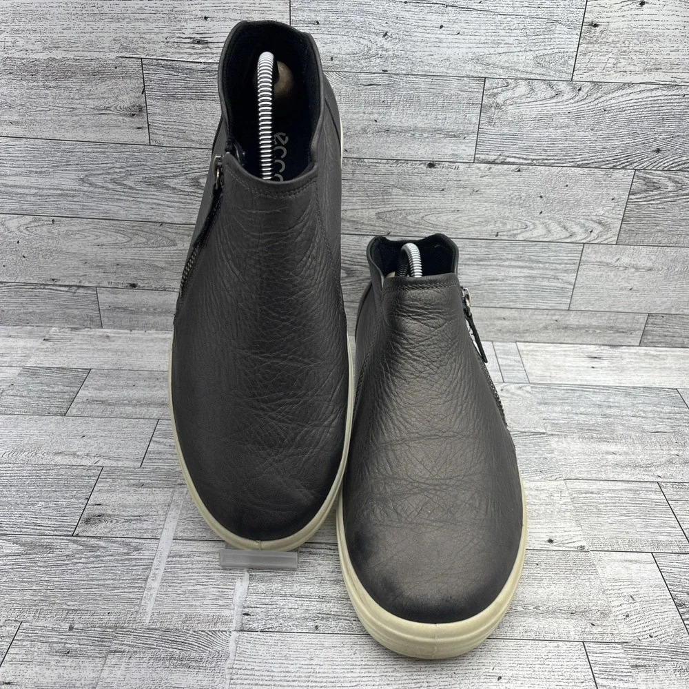 ECCO Soft 7 Bronze Brown Side Zip Low Bootie Shoes Women EU 42 US 8.5 Extra Wide